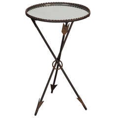 Mirror Top Side Table with Tripod Arrow Foot Base