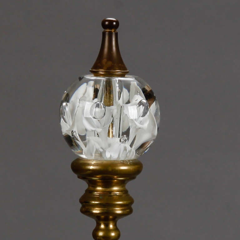 French Pair of Large Glass and Brass Chenets