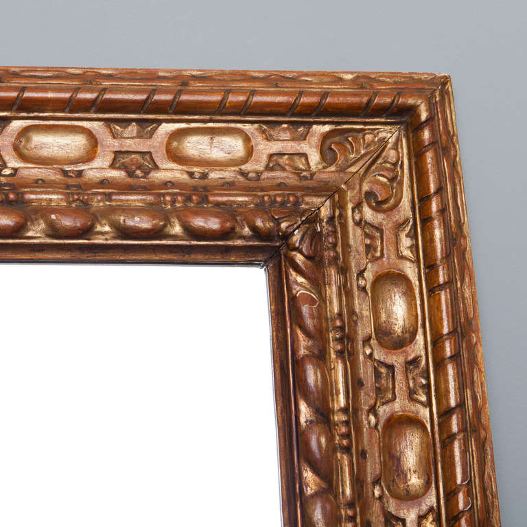 Large Belgian Carved Giltwood Mirror In Excellent Condition In Troy, MI