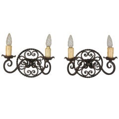 Pair Round Back Iron Sconces