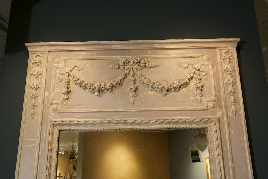 Large Off White Trumeau Mirror
