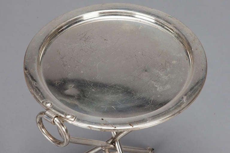 Near Pair Small Silver Plate Round End Tables 1