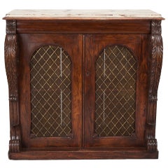 Pine Chiffonier with Faux Rosewood Finish and Brass Grill