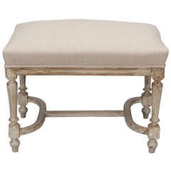 French Rectangular Upholstered and Painted Stool