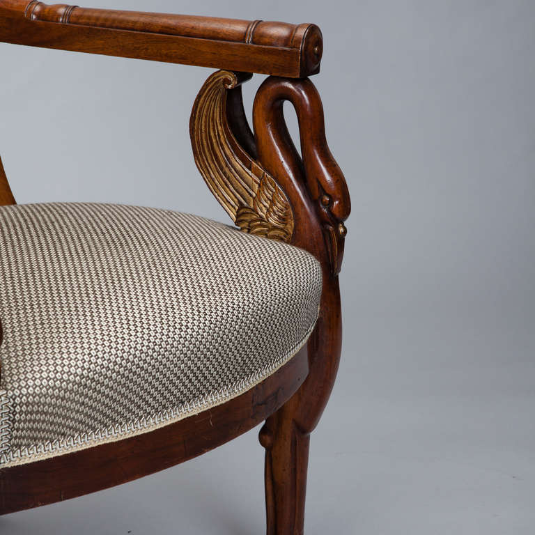 19th Century Pair of French Newly Upholstered Mahogany and Parcel-Gilt Chairs