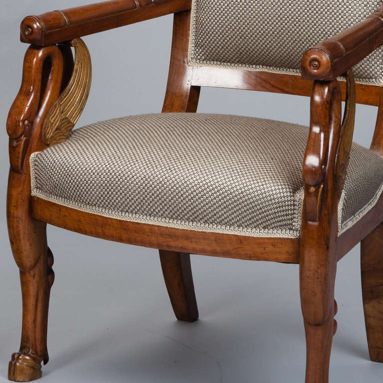 Pair of French Newly Upholstered Mahogany and Parcel-Gilt Chairs 1