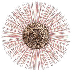 Curtis Jere Sunburst Brutalist Copper Wall Sculpture