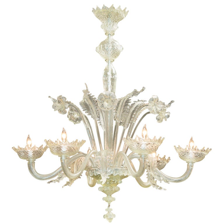 Large Clear Glass Daffodil Chandelier at 1stDibs