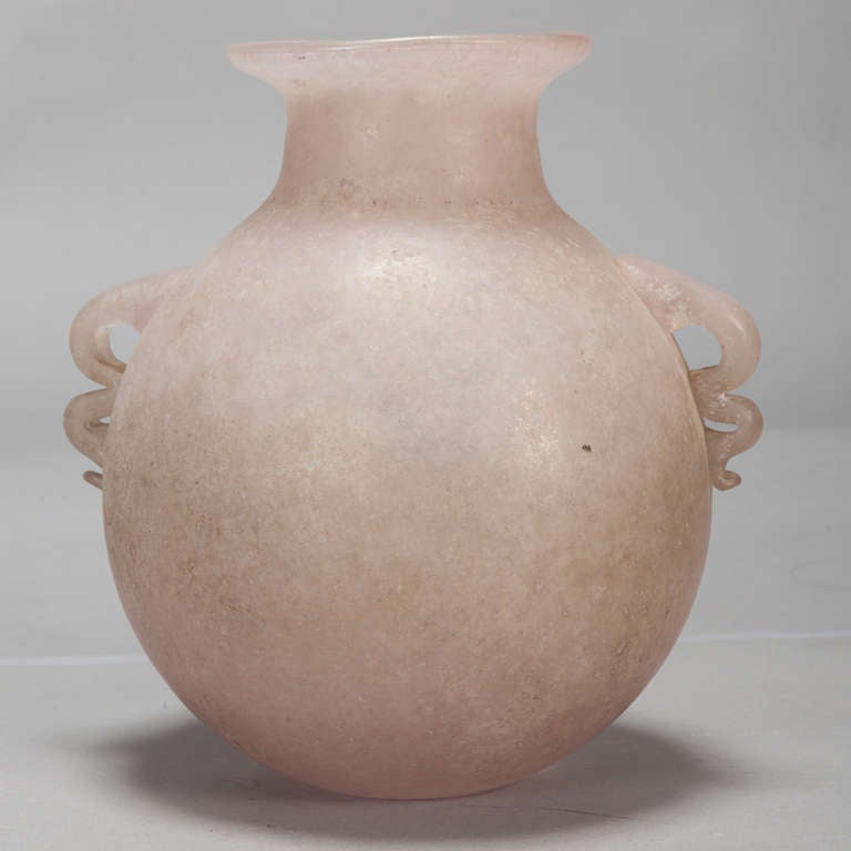 Mid-Century Modern Mid Century Scavo Style Pale Pink Murano Glass Vase