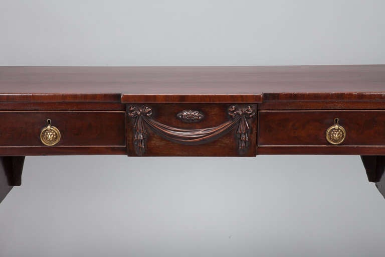 19th Century Mahogany Breakfront Server With Reduced Depth In Excellent Condition In Troy, MI