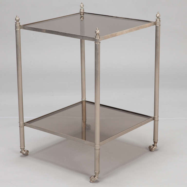 Silver and Smoke Glass Neoclassical Two Tier Trolley