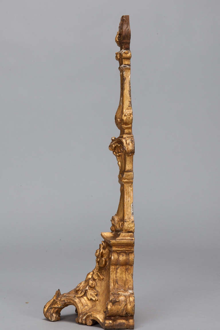Italian Single Tall Giltwood and Gesso Candlestick