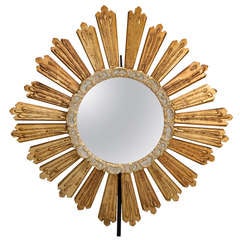 Gildwood Sunburst Convex Mirror with Painted Edge on Stand