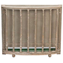 French Wood Umbrella Stand with Gray Painted Finish