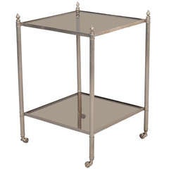 Silver and Smoke Glass Neoclassical Two Tier Trolley