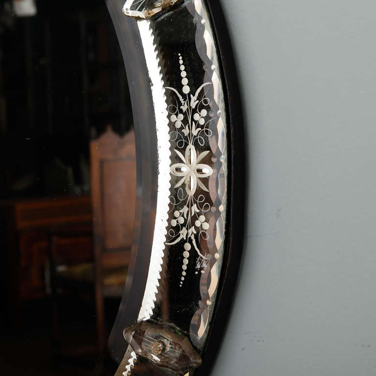20th Century Oval Venetian Mirror with Exuberant Crown Crest