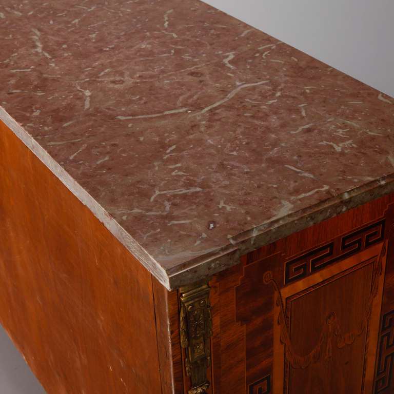 Swedish Marble Topped Chest with Extensive Inlay and Brass Detailing 5
