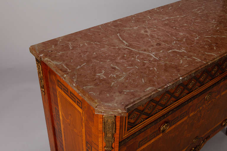 Swedish Marble Topped Chest with Extensive Inlay and Brass Detailing 3