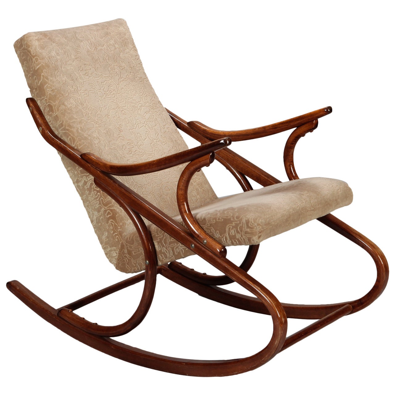 Midcentury Czech Ton Bent Wood Rocking Chair