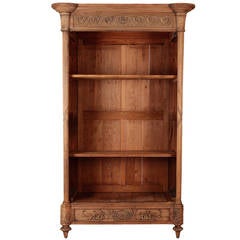 French Bleached Oak Bookcase with Carved Detailing