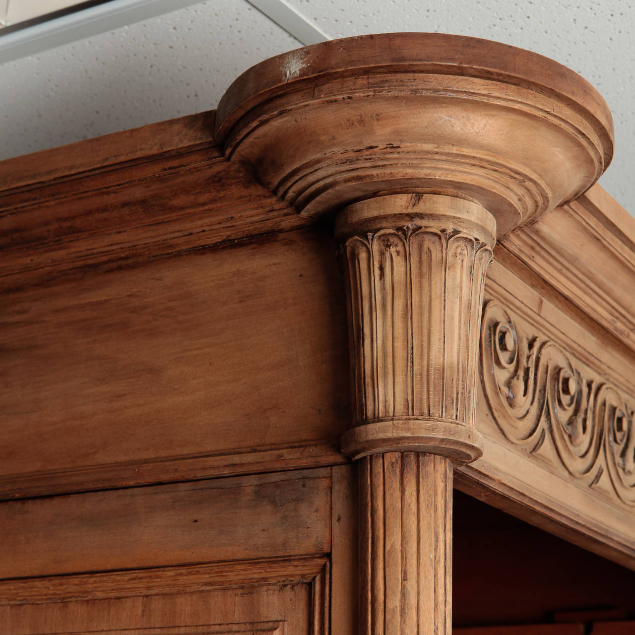 French Bleached Oak Bookcase with Carved Detailing