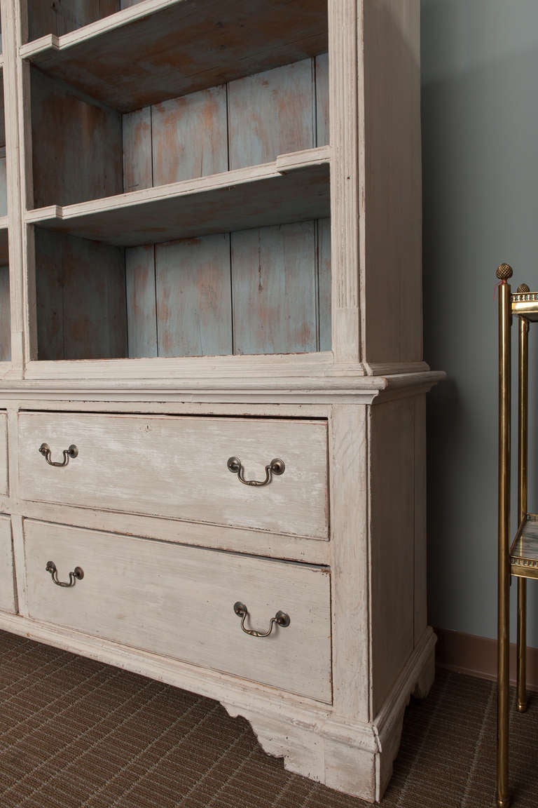 Wood 19th Century Blue and Gray Scottish Open Shelf Bookcase