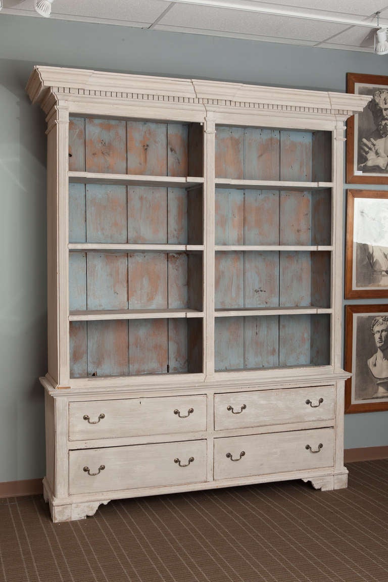 British 19th Century Blue and Gray Scottish Open Shelf Bookcase