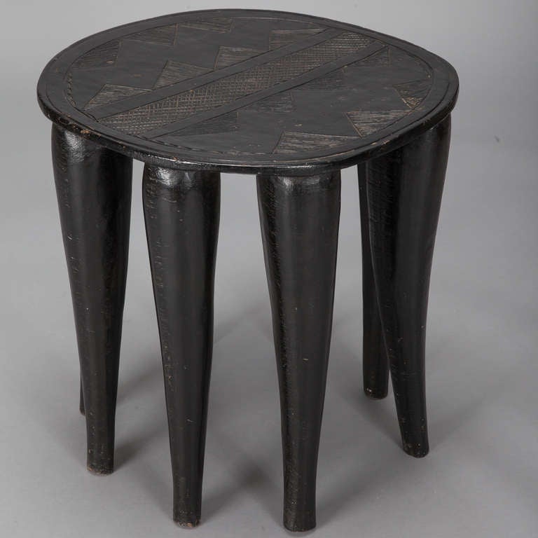 Round Carved Wood Eight Leg Ashanti Table