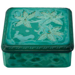 Czech Square Malachite Glass Box 7