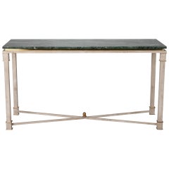 White Painted Directoire Style Console with Green Marble Top