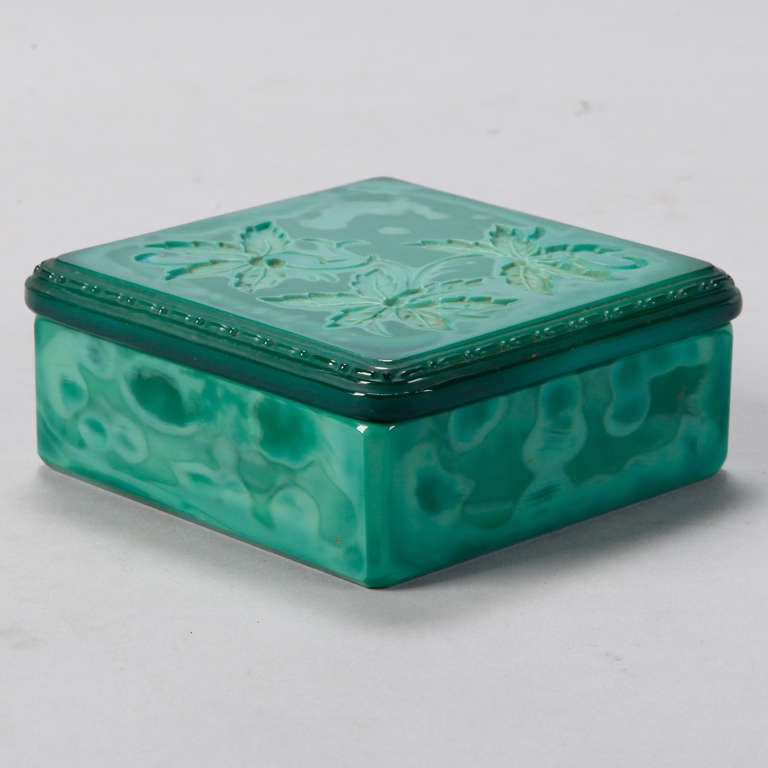 Mid-20th Century Czech Square Malachite Glass Box