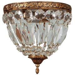 Small Bronze and Crystal Flush Mount