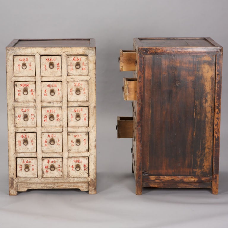 Pair of Antique Chinese Apothecary Cabinets 1