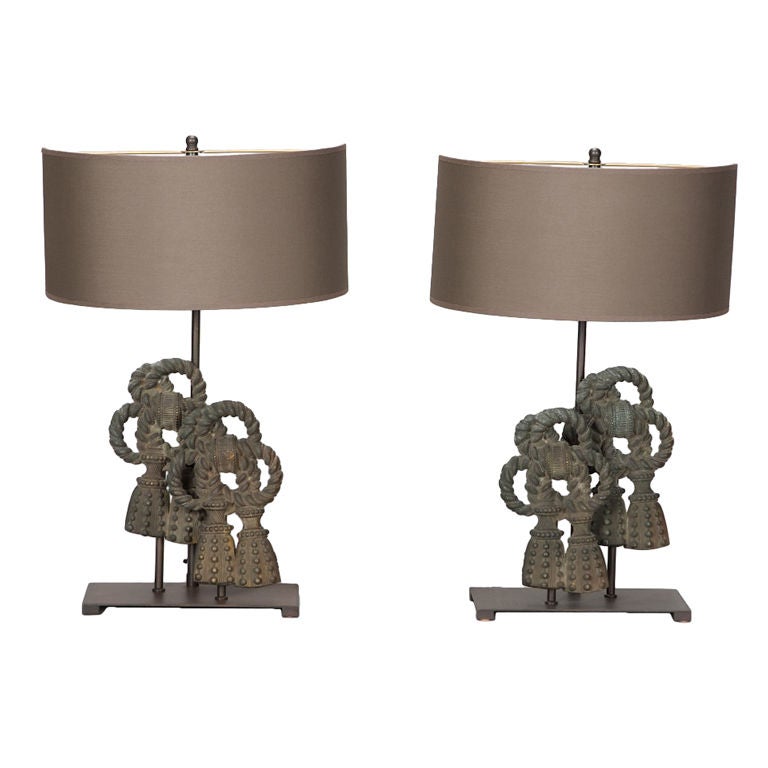 Pair of Custom Designed Iron Bow Lamps