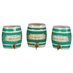 Antique Green and White Ceramic Spirit Jars