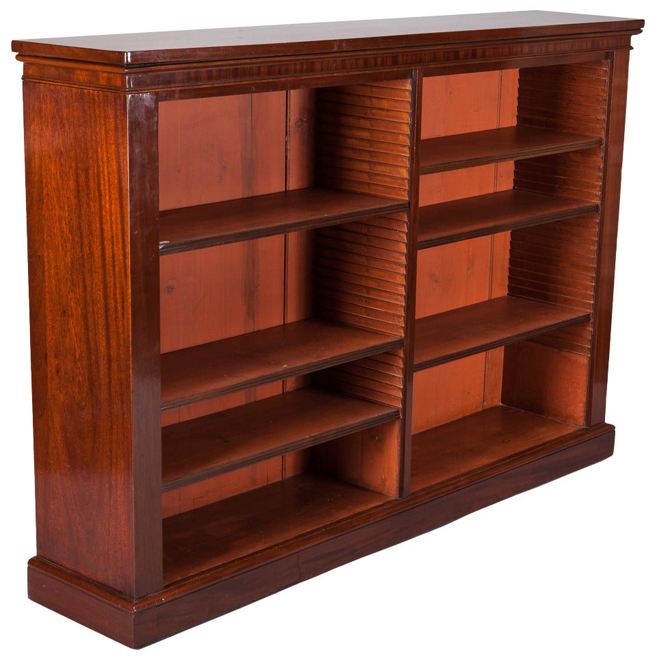 English Mahogany Bookcase with Six Adjustable Shelves at 1stDibs