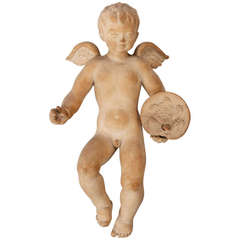 Large Signed European Terracotta Cherub Puti 11