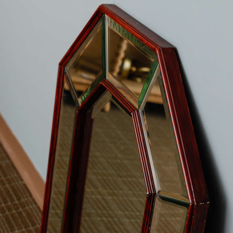 Art Deco Octagonal Shape Mirror with Wood Frame at 1stDibs