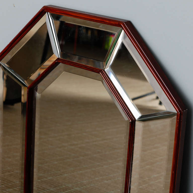 Art Deco Octagonal Shape Mirror with Wood Frame at 1stDibs