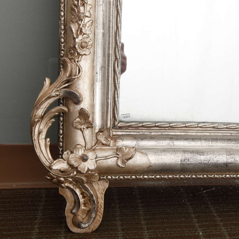 19th Century Silver Leaf Louis Philippe Mirror with Elaborate Crown 1