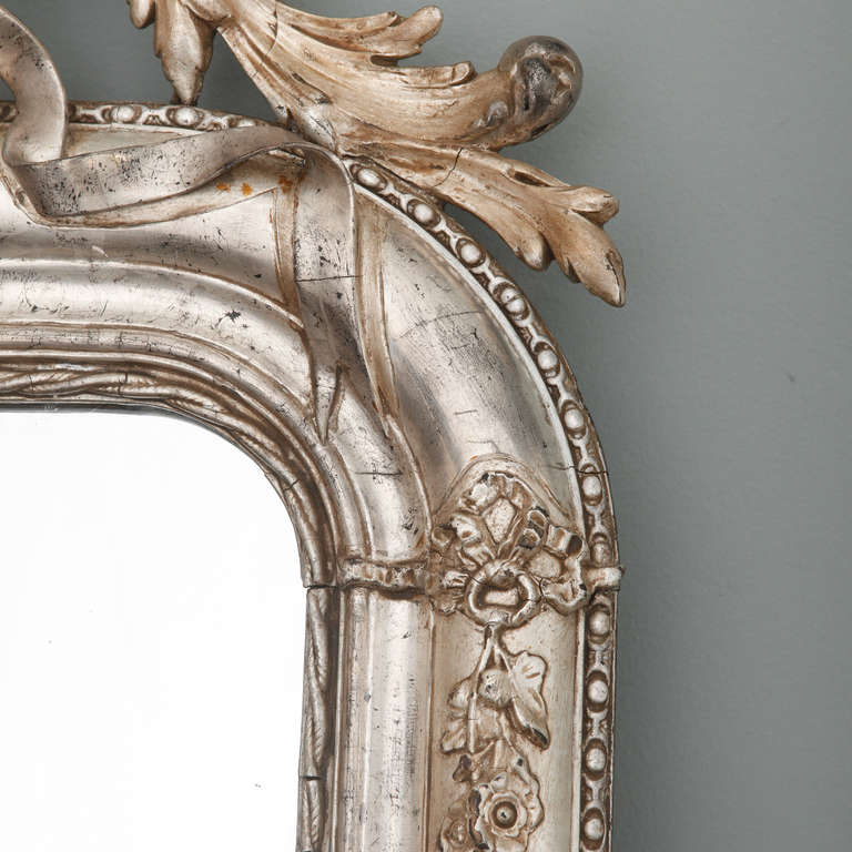 19th Century Silver Leaf Louis Philippe Mirror with Elaborate Crown 2