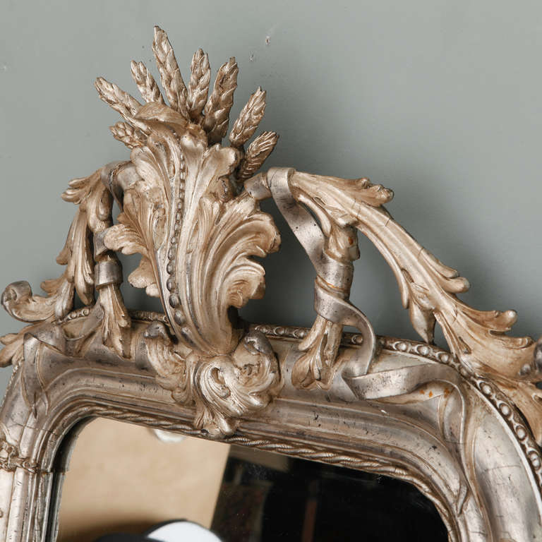 19th Century Silver Leaf Louis Philippe Mirror with Elaborate Crown 4