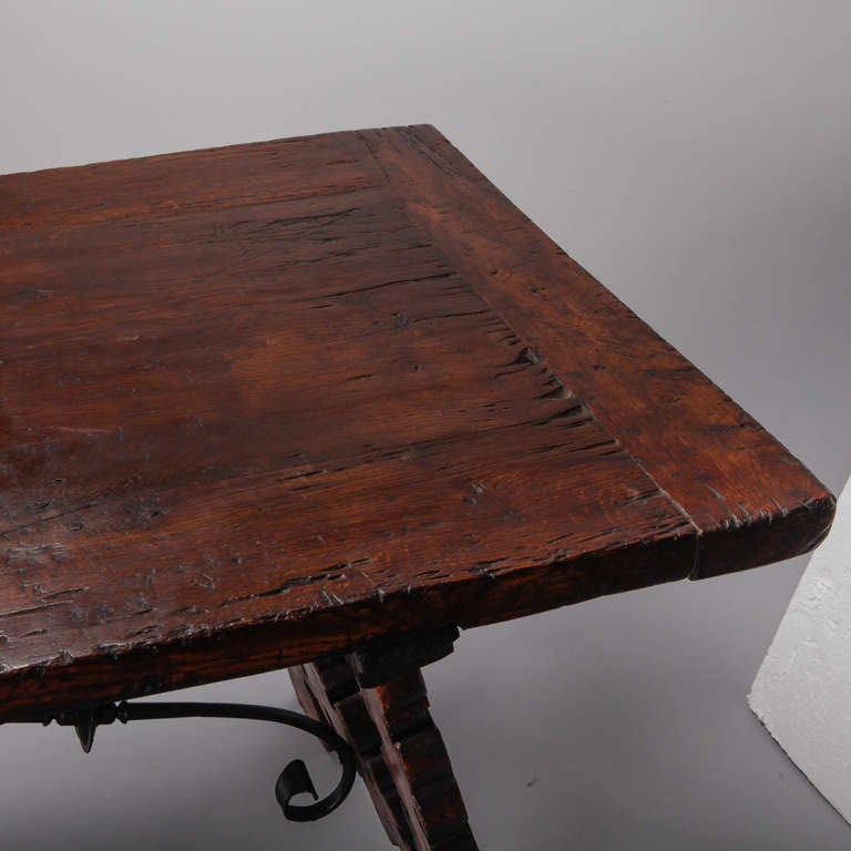 Monumental 19th Century Spanish Oak and Iron Table 2