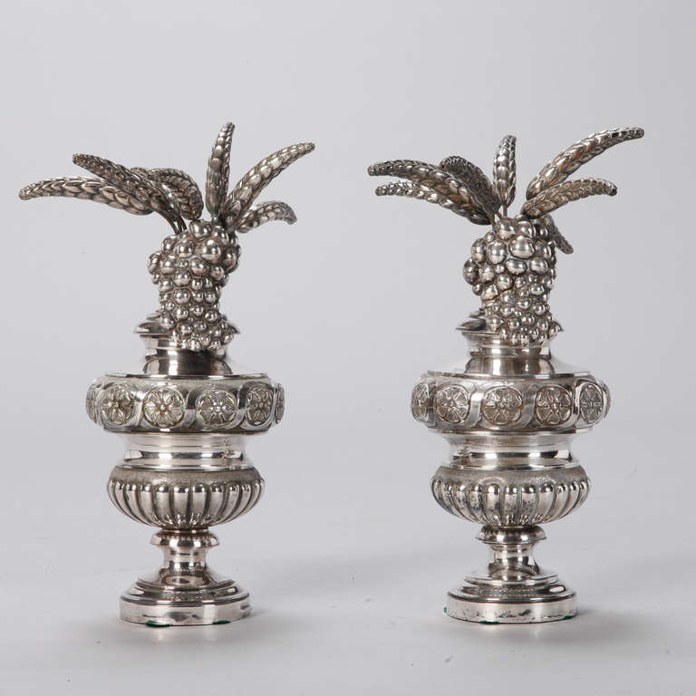Pair of Tall Silver Plated Decorative Finials