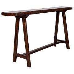 Antique Primitive English Chestnut Console or Bar Table