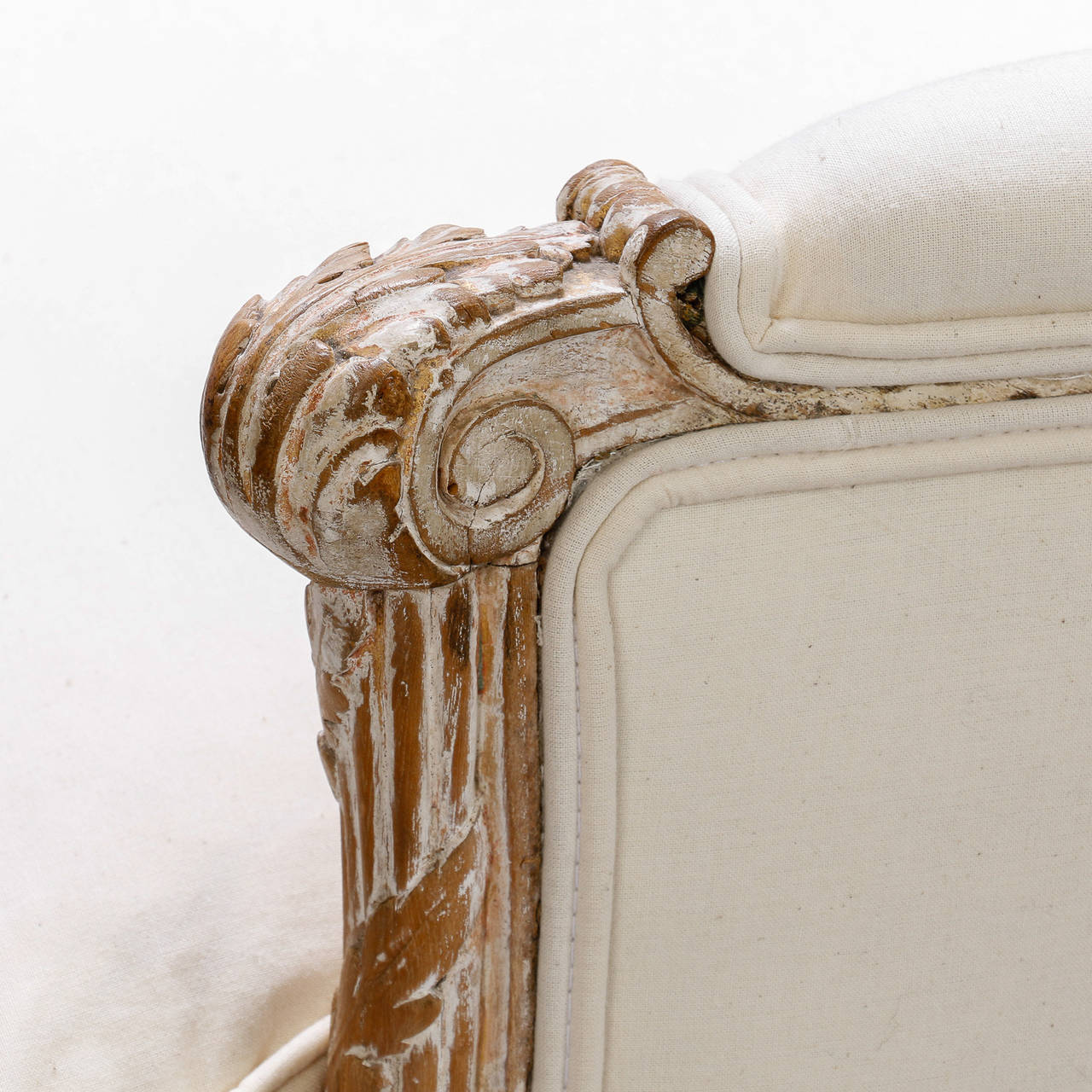 Large Wing-Back Bergere with Carved and Painted Frame 1