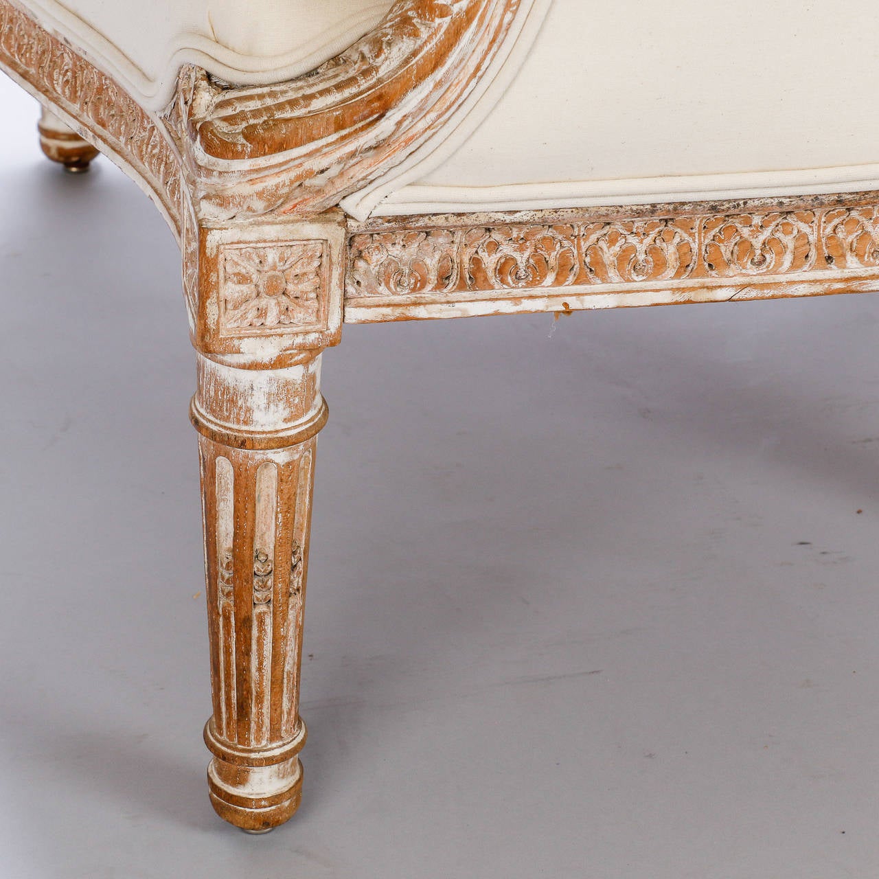 Large Wing-Back Bergere with Carved and Painted Frame 3