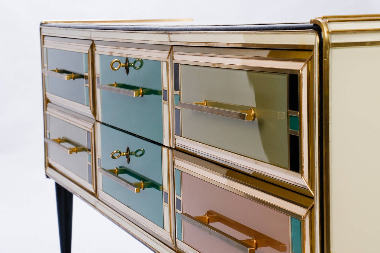 Sideboard with Multicolor Murano Glass Panels Attributed to Emanuel Ungaro 2