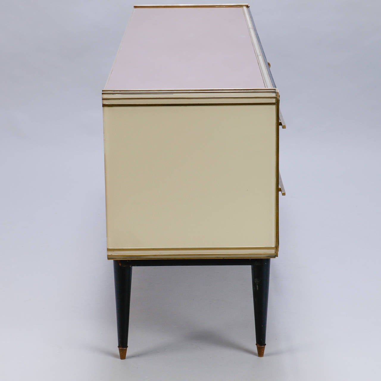 Late 20th Century Sideboard with Multicolor Murano Glass Panels Attributed to Emanuel Ungaro