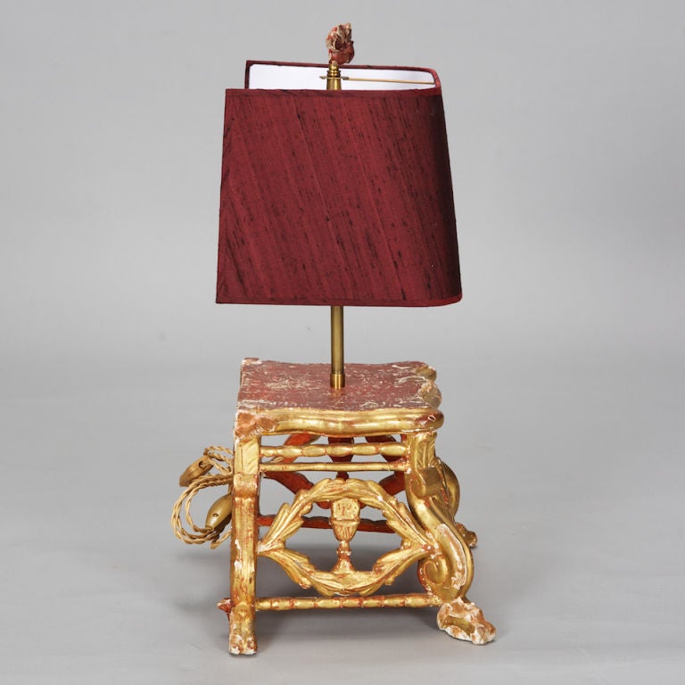 Custom Designed Gilded Architectural Pediment Lamp